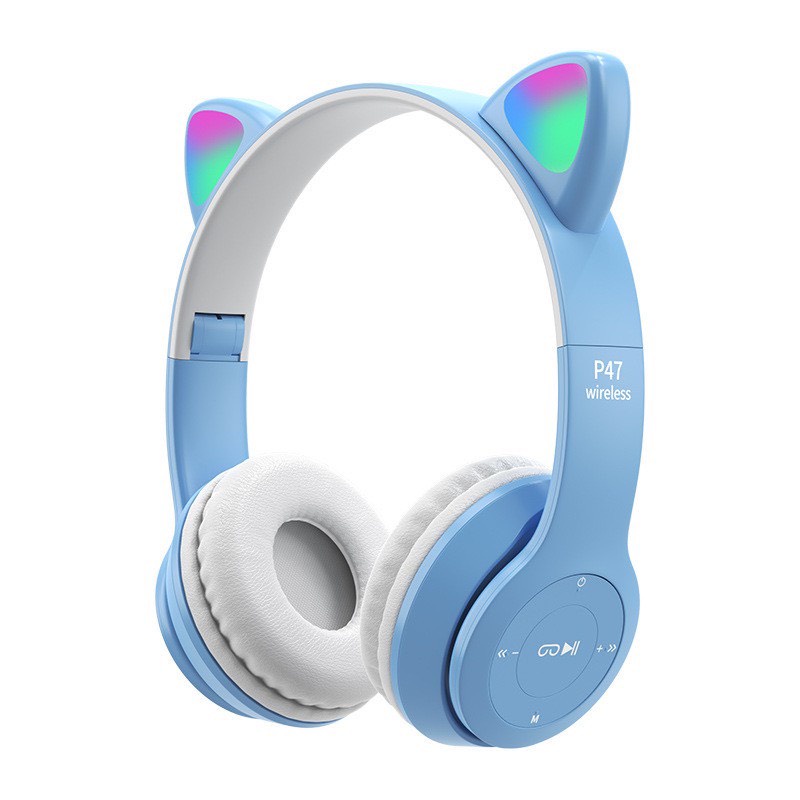 Tai Nghe Mèo Bluetooth P47 P47M, Tai Mèo Chụp Tai Có Mic, Âm Bass Mạnh Mẽ Nghe Nhạc Cực Hay jack cắm 3.5mm