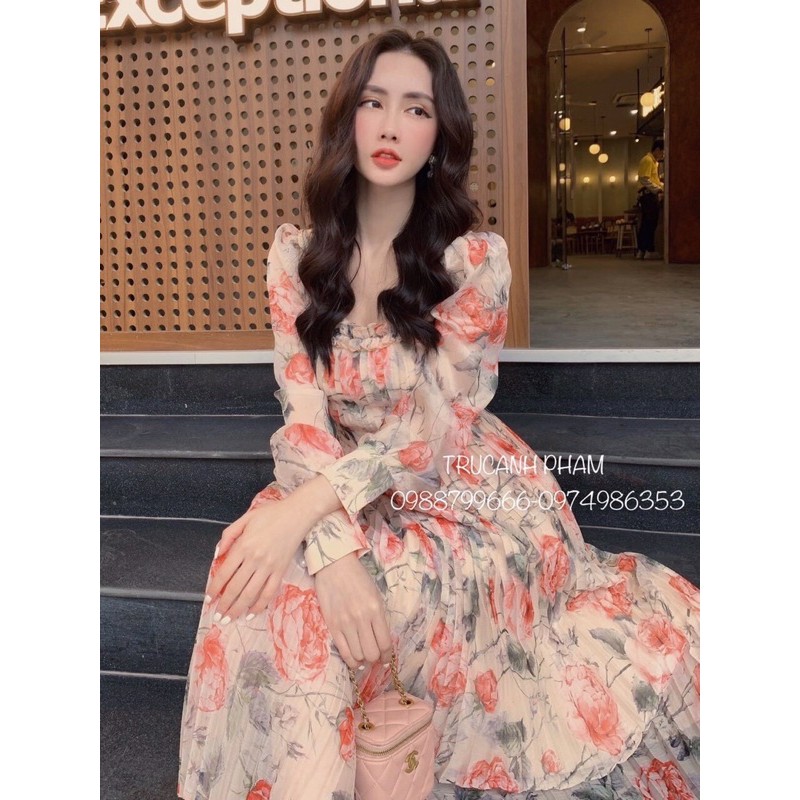 Đầm maxi tay phồng công chúa voan 2 lớp nhẹ nhàng