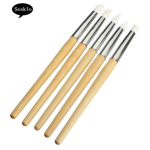 Đồ Chơi Nhân Vật SK SK Độc Đáo Sáng Tạo☀Set 5 Cọ Vẽ Móng Tay Đầu Silicone