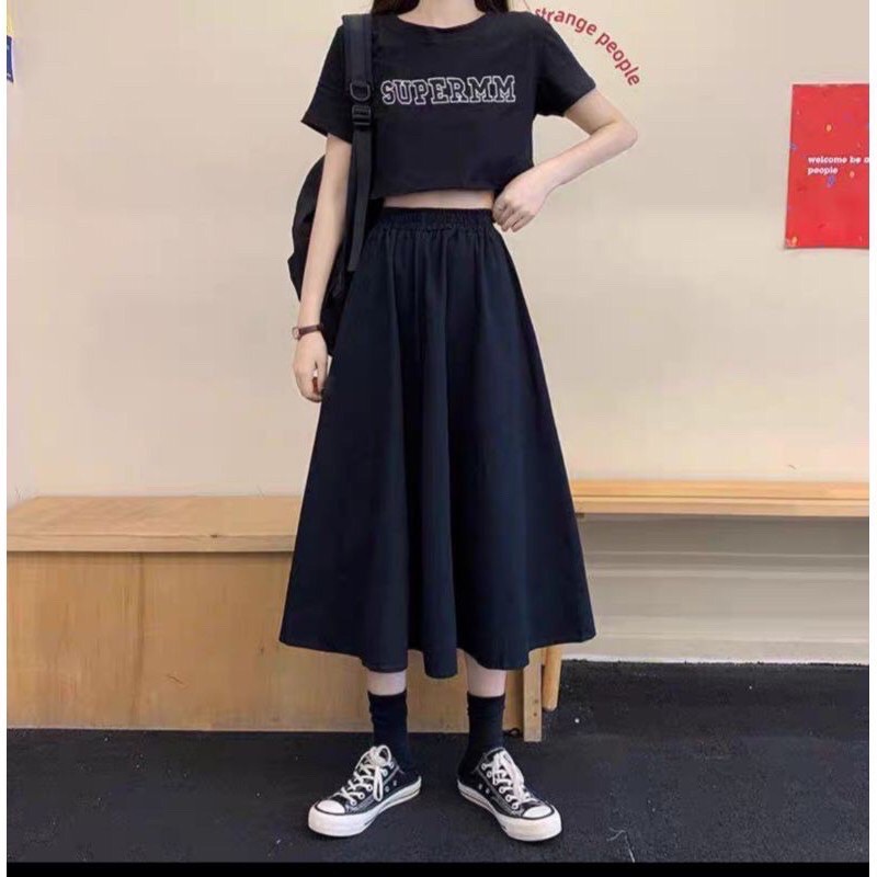 Chân váy dài TRƠN Ulzzang lưng thun màu TRẮNG/ĐEN ❤️ FREESHIP ❤️ Jaystoree | BigBuy360 - bigbuy360.vn