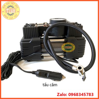 MÁY BƠM HƠI Ô TÔ 2 XI LANH CẮM TẨU Ổ 12V CÔNG SUẤT 180W - 100 PSI CÓ ĐÈN CHIẾU SÁNG BAN ĐÊM
