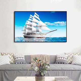 Tranh canvas thuận buồm xuôi gió 60 x 90 ( khung viền đen) SR19