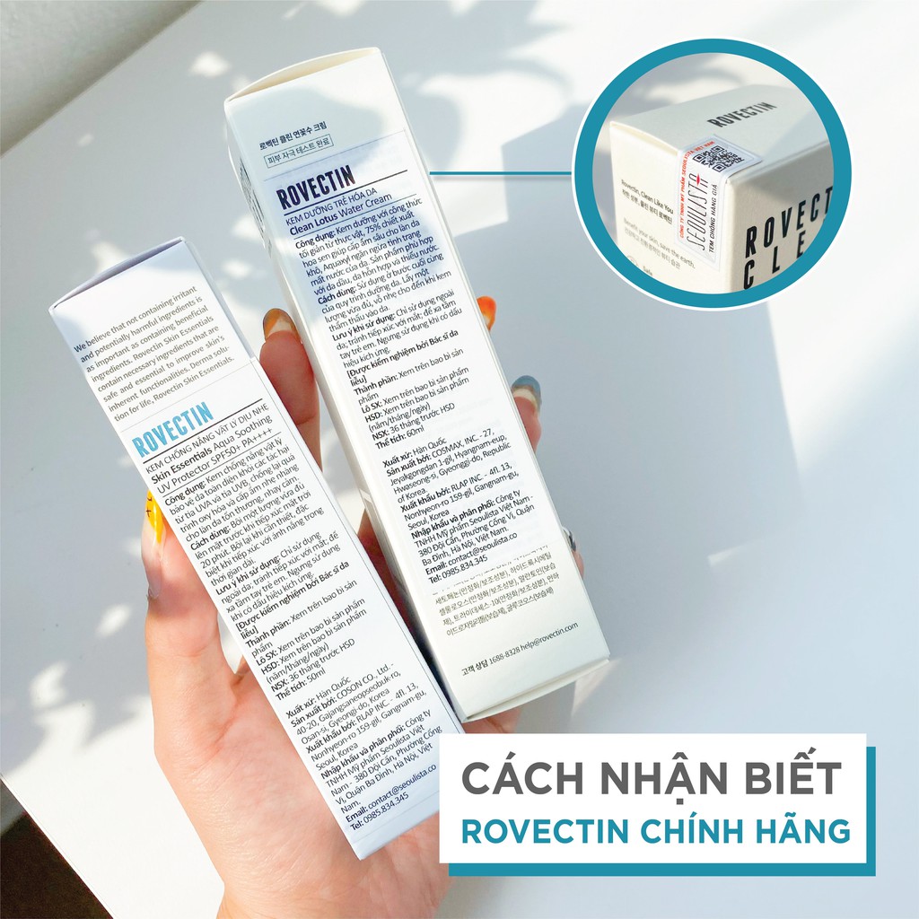 Kem chống nắng vật lý dịu nhẹ ROVECTIN Skin Essentials Aqua Soothing UV Protector SPF 50+ PA++++