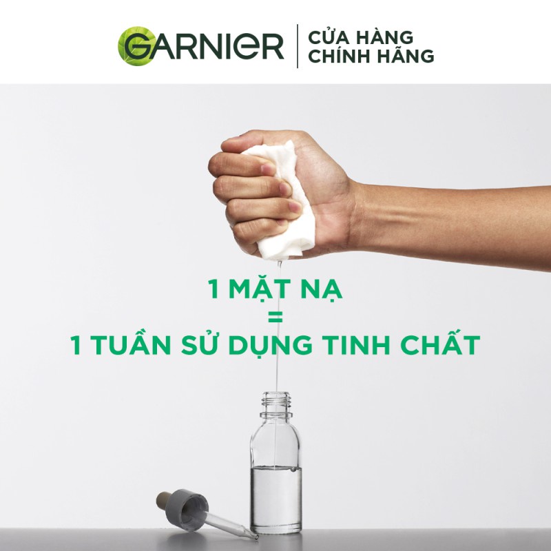 Bộ 5 mặt nạ tinh chất Trà xanh &amp; Hyaluron kiềm dầu Garnier Hydra Bomb Green Tea Mask