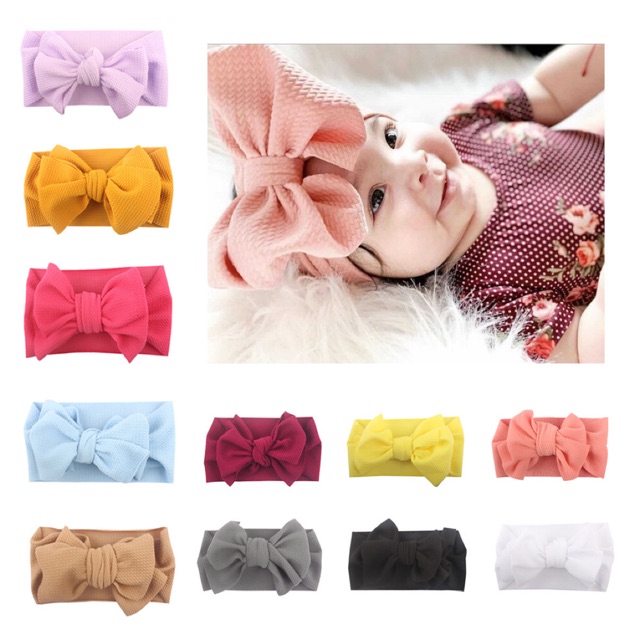 Turban/ băng đô  bé gái dạng vòng có nơ 11 màu