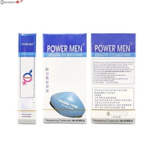 Bao cao su Power Men Viagra, 12 bao siêu mỏng 0.04,kéo dài thời gian, rộng 52mm, từ chính hãng Hàn Quốc