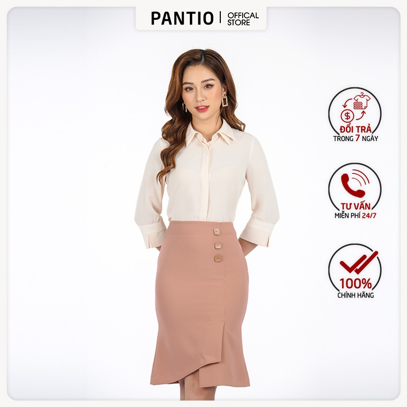 Áo sơ mi nữ cổ đức chất liệu phi cát, dáng suông dài tay FAS92825 - PANTIO