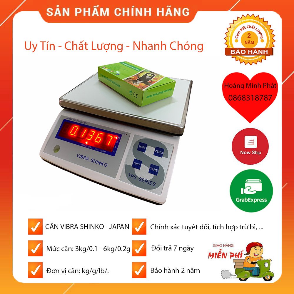 CÂN ĐIỆN TỬ DÀNH CHO NHÀ HÀNG, GIA ĐÌNH NHÀ BẾP Vibra Shinko TPS ( 3kg/0.1gam ) - ( 6kg/0.2gam ) NHẬT BẢN - BH 2 NĂM