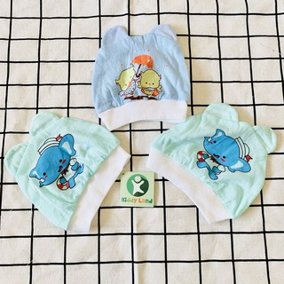 Mũ sơ sinh có tai hình thú cho bé từ 0-6 tháng tuổi chất liệu cotton loại mỏng