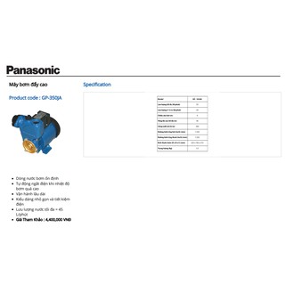 Máy Bơm Nước Đẩy Cao Panasonic GP-350JA-SV5 (300W)