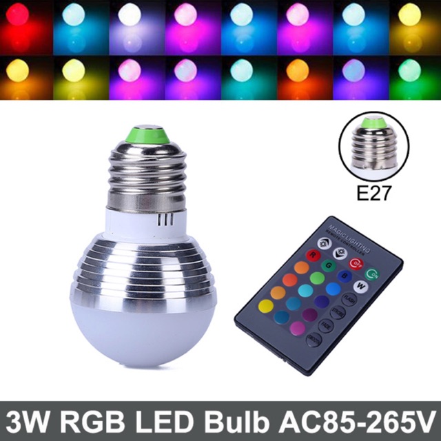 BÓNG ĐÈN LED ĐỔI MÀU NHIỀU CHẾ ĐỘ KÈM REMOTE ĐIỀU KHIỂN ( bóng tròn)