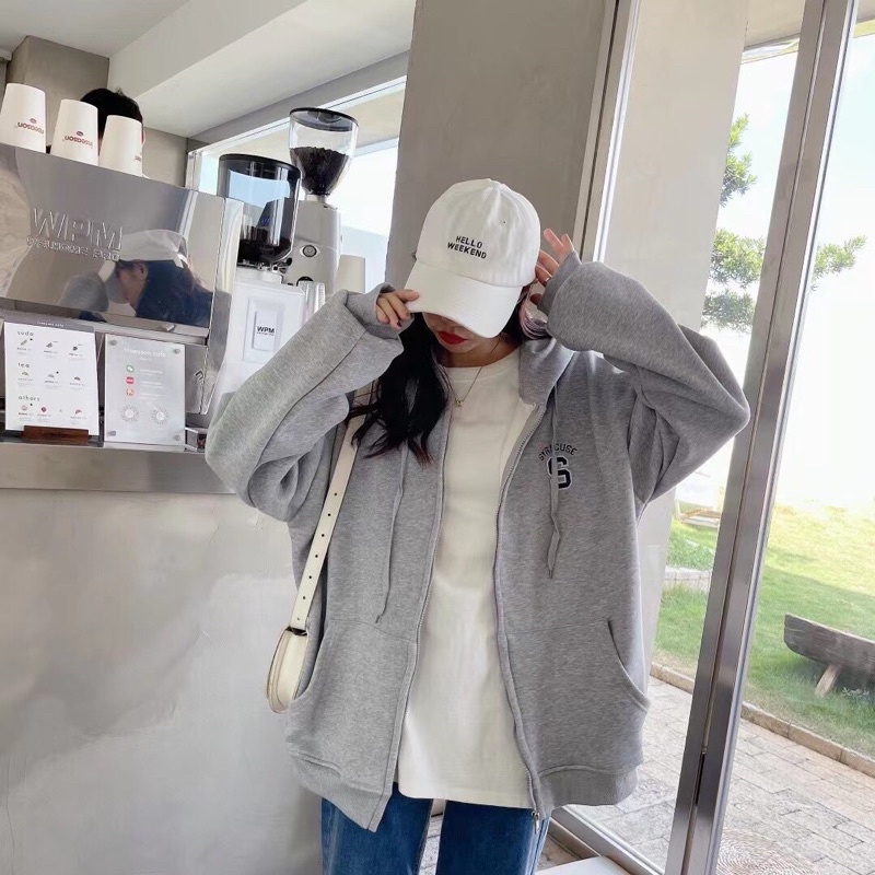 Áo Khoác Nỉ Bông Kéo Khóa Thêu Chữ S | BigBuy360 - bigbuy360.vn