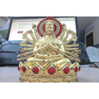 Nước hoa tượng phật quan thế âm bồ tát trên xe hơi mạ vàng