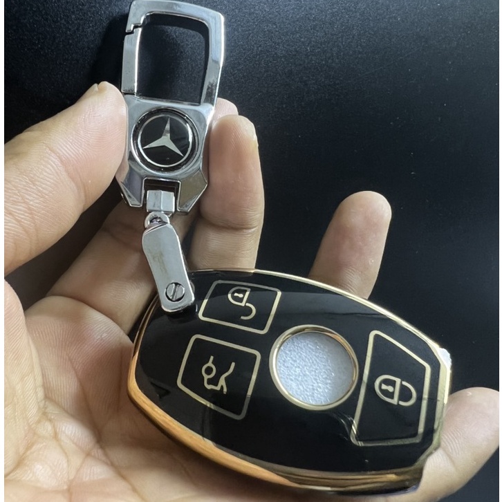 Bọc chìa khóa Đen Vàng- Ốp bảo vệ chìa khóa TPU cho xe ô tô  Mercedes C200, C250, C300, GLC200, GLC250, GLC300