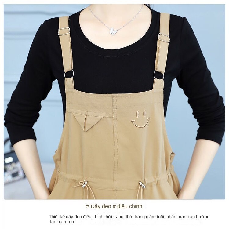 [Qianyi] 2022 new western style khaki suspender pants women's slimming spring and autumn straight pants age-reducing suspender two-piece suit | BigBuy360 - bigbuy360.vn