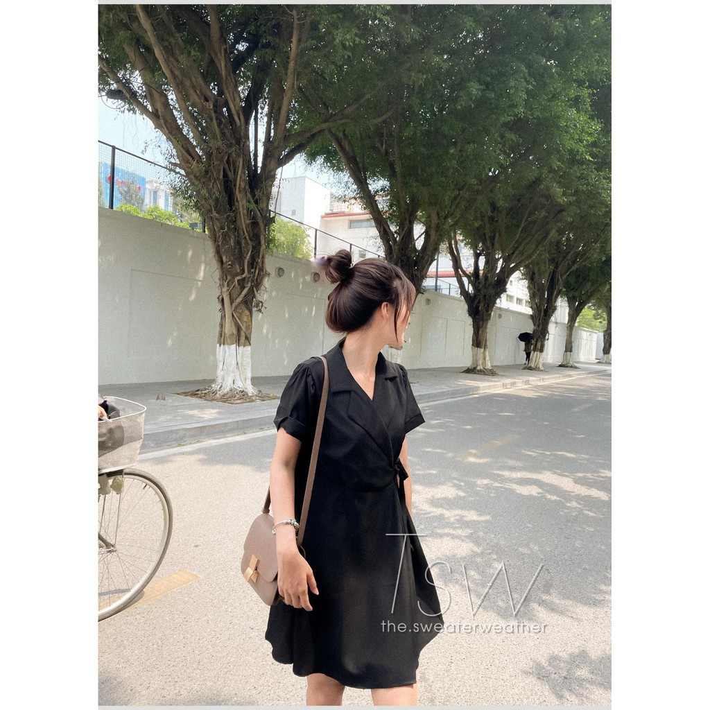 Váy cổ vest buộc vạt chéo tôn dáng (Ảnh thật) | BigBuy360 - bigbuy360.vn