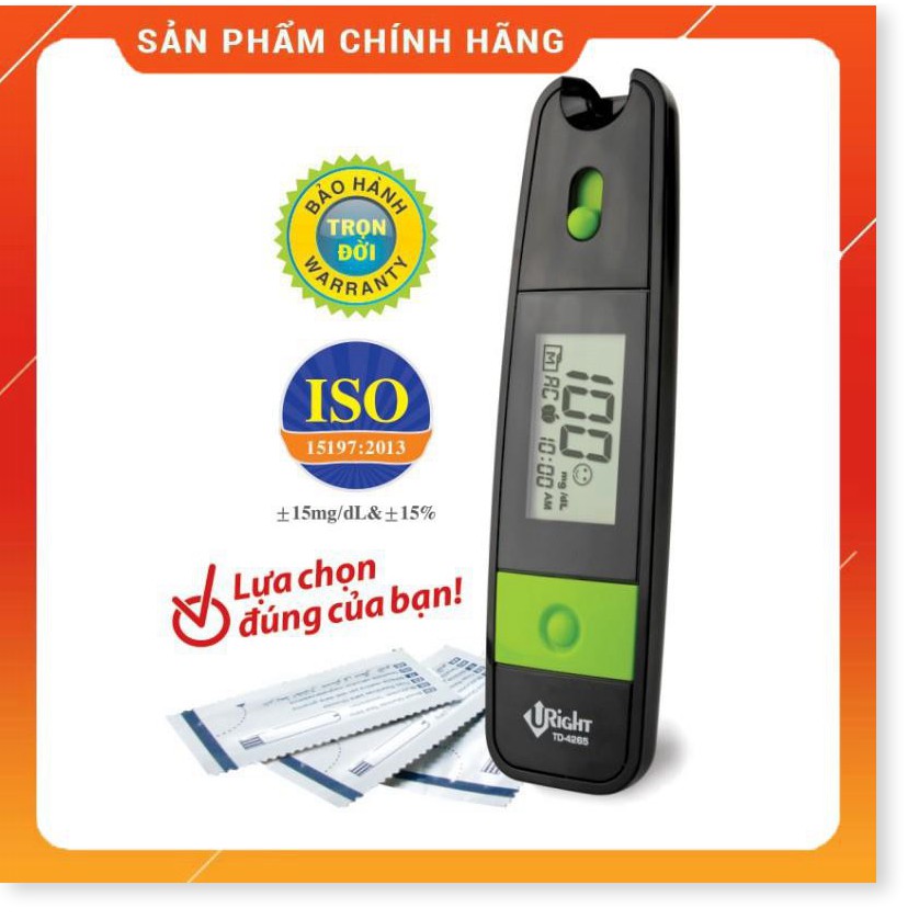 Máy đo đường huyết Uright TD-4265 + Tặng hộp que thử 10 que rời và 10 kim lấy máu