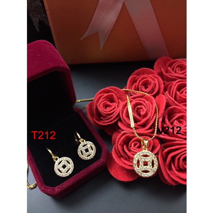 Bộ Trang Sức Nữ Dây chuyền kèm bông tai cùng bộ T212 V212 NaMoo Jewelry