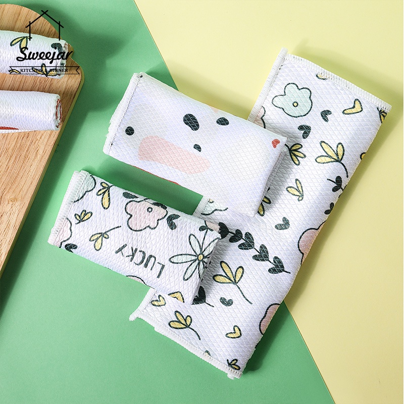 Set 3 khăn lau bát đĩa/ cửa kính/ xe hơi Sweejar in họa tiết vảy cá độc đáo tiện dụng