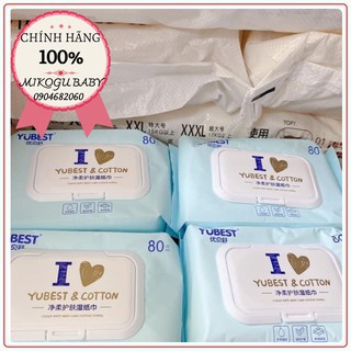 Khăn ướt Yubest nội địa Trung không mùi có nắp - Loại 80 tờ