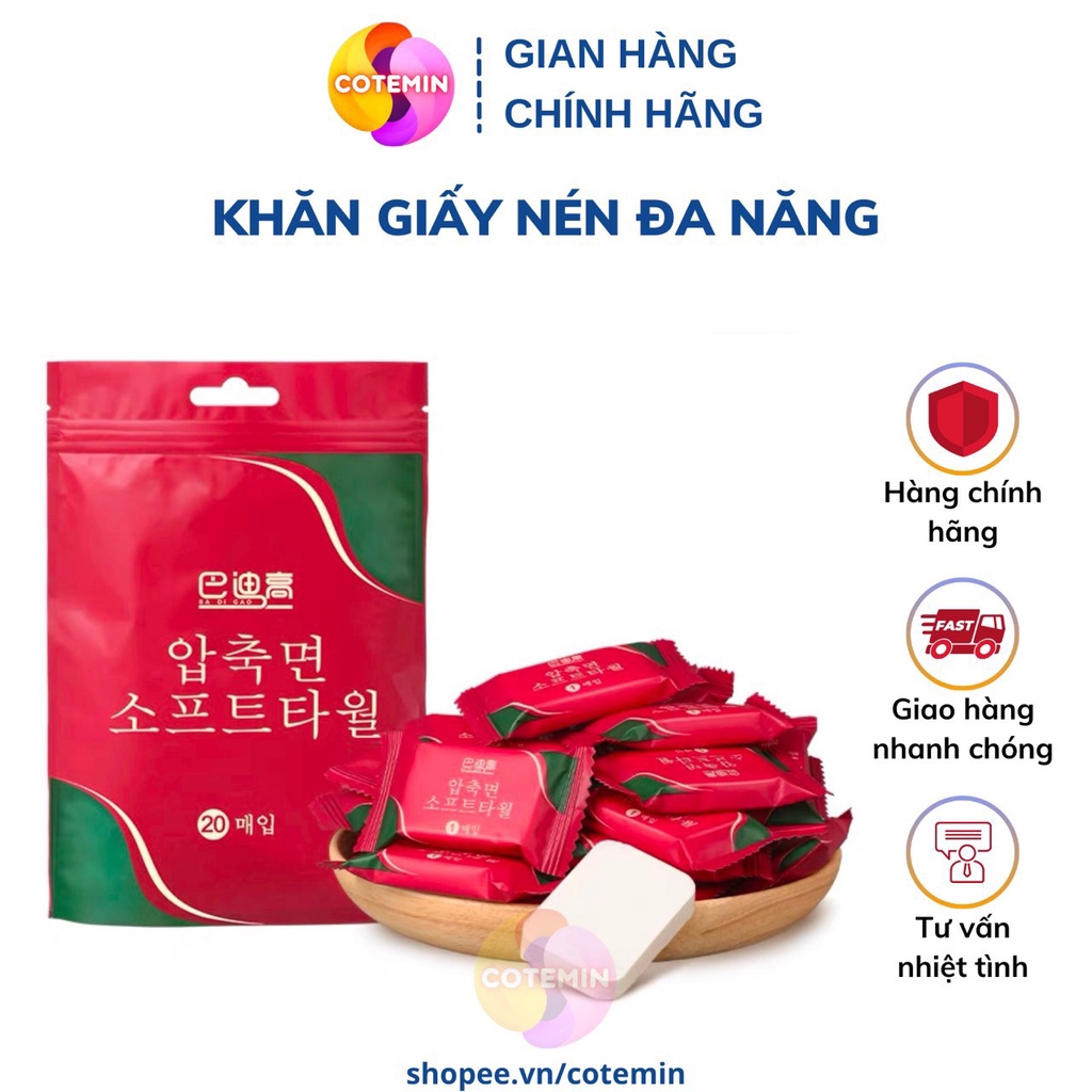 Khăn Giấy Nén Hình Viên Kẹo Dùng 1 Lần Khăn Nén Dạng Viên Kẹo Bỏ Túi Mini Đi Du Lịch Rửa Lau Mặt Cotemin