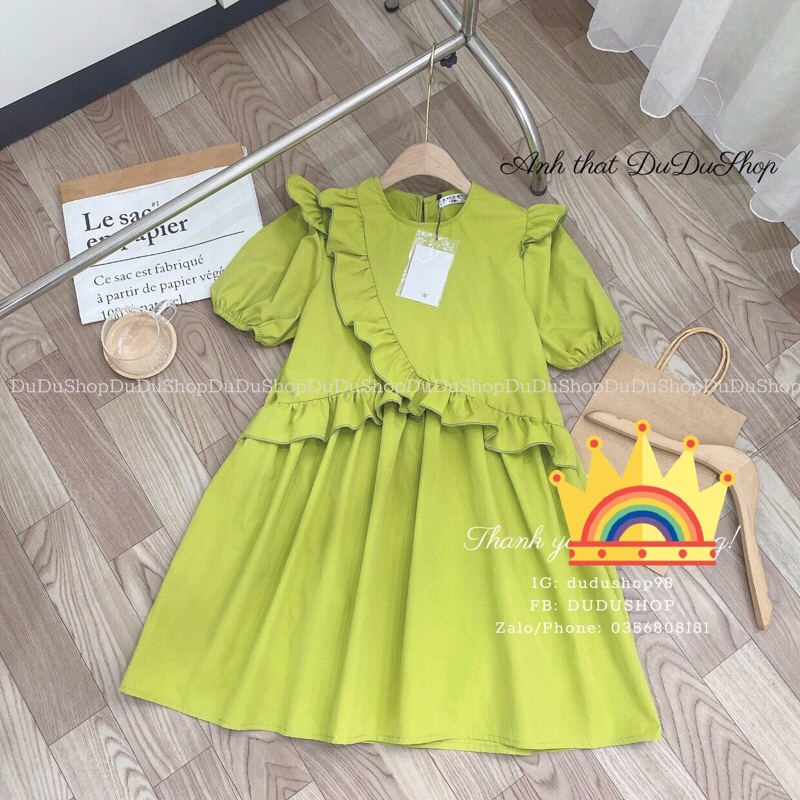 Váy thô babydoll viền bèo siêu xinh tông màu hot trend ảnh thật sàn