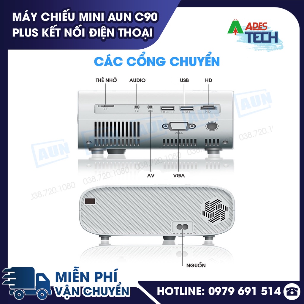 Máy chiếu mini AUN C90 Plus Kết nối điện thoại - BẢO HÀNH 12 THÁNG