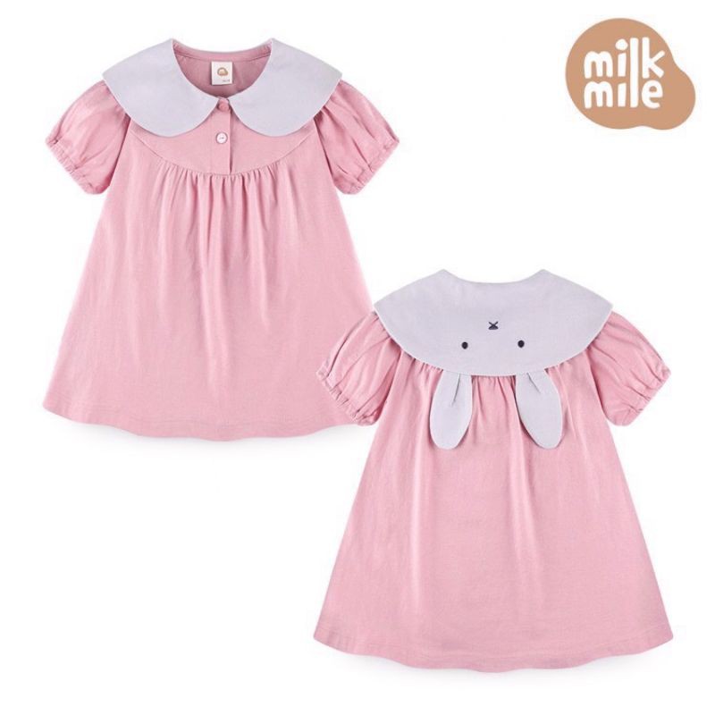 Đầm thỏ hồng thun cotton Milk Mile VNXK cho bé gái