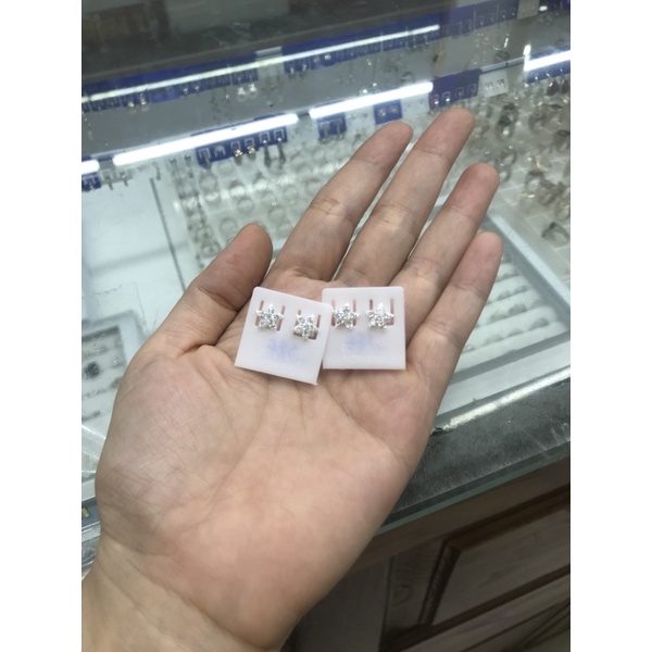 Bông tai hoa mai bạc ta nhỏ đính đá