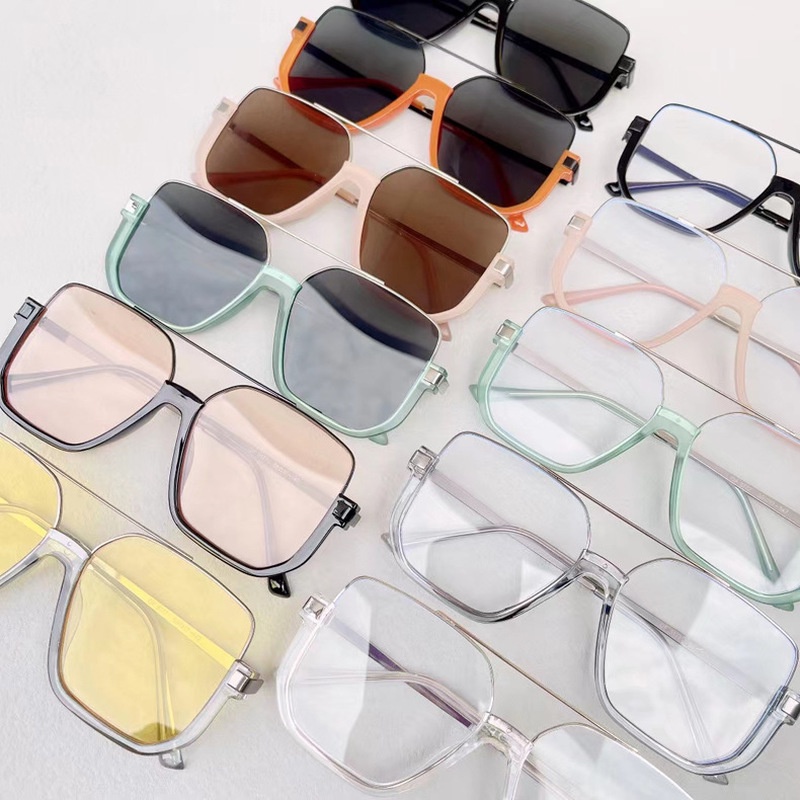 Mắt Kính Gọng Vuông Bằng Kim Loại Chống Ánh Sáng Xanh Thời Trang