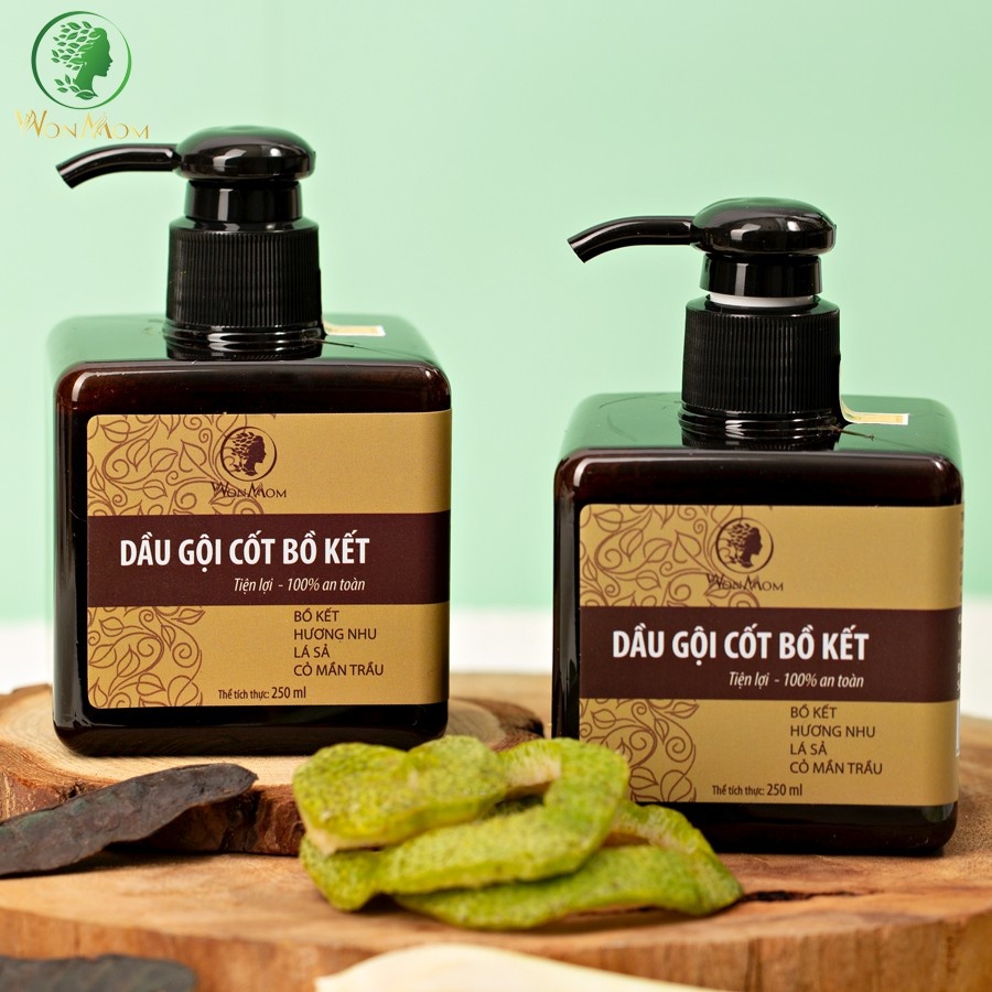 Bộ dưỡng thơm tho body và làm sạch cơ thể Wonmom [1 dầu gội cốt bồ kết + 1 sữa tắm thảo dược]