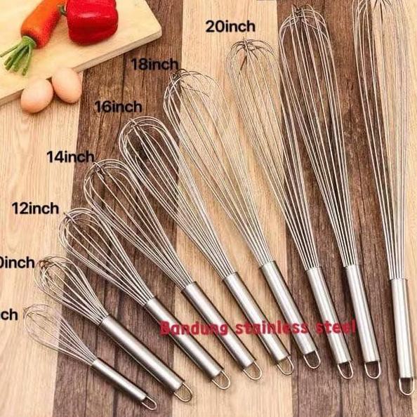 Dụng Cụ Đánh Trứng Cầm Tay 8 Inch Bằng Thép Không Gỉ