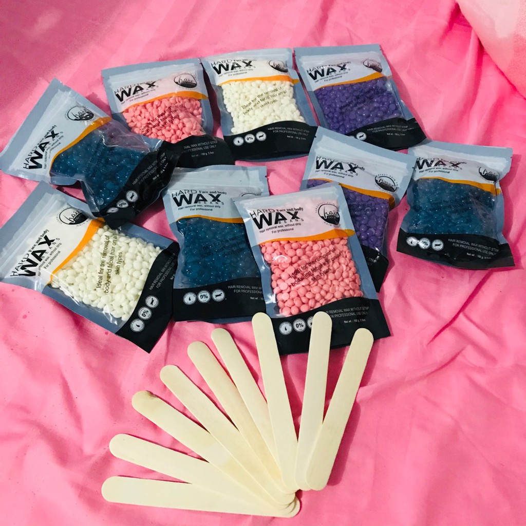 SÁP WAX LÔNG NÓNG HẠT ĐẬU HARD WAX BEAN 100g  Cao Cấp Professional High End Waxing Brand 100g Tặng KÈM QUE WAX GỖ | BigBuy360 - bigbuy360.vn