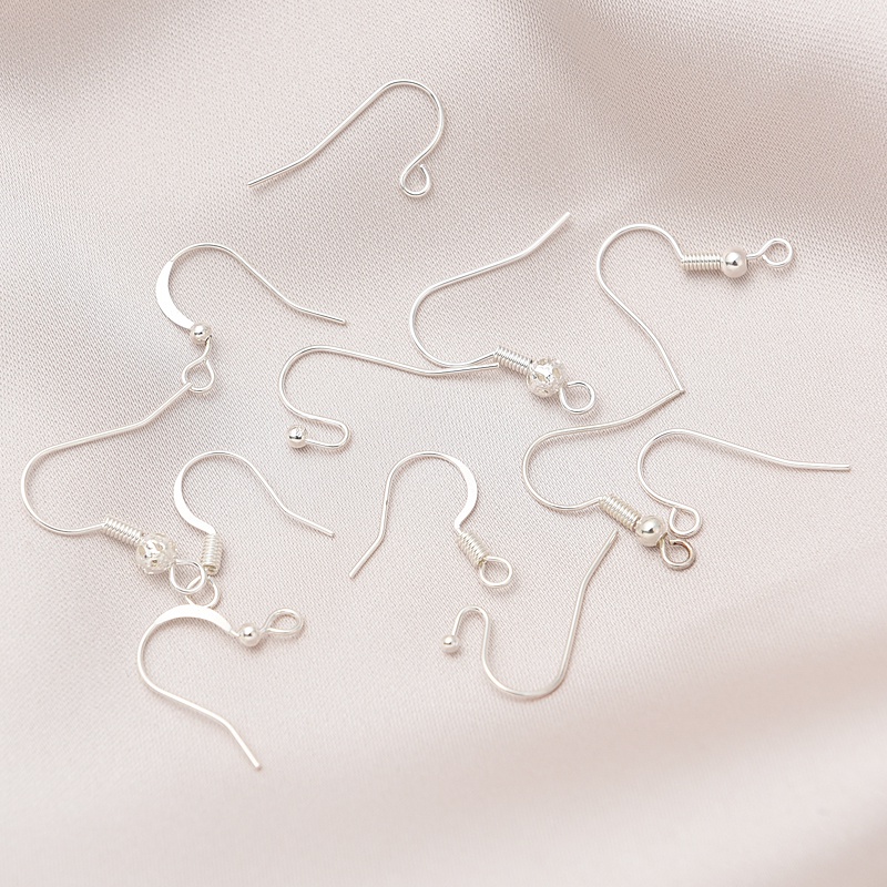 Một Cặp Bông Tai Móc Xỏ Hạt Bằng Đồng Mạ Bạc Dày Dặn Màu Sắc Cơ Bản Thủ Công diy