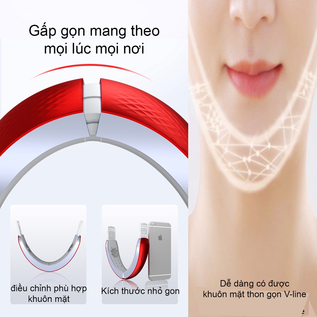 Máy Massage H1031 Nâng Cơ Mặt Xóa Nọng Định Hình Khuôn Mặt Cằm VLine Tặng Kèm Điều Khiển