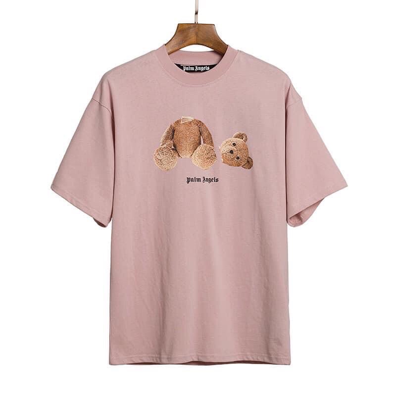 Áo thun tay lỡ Gấu rơi đầu Palm Angels chất cotton dày dặn form rộng unisex nam nữ 3 màu Đen/Trắng/Hồng