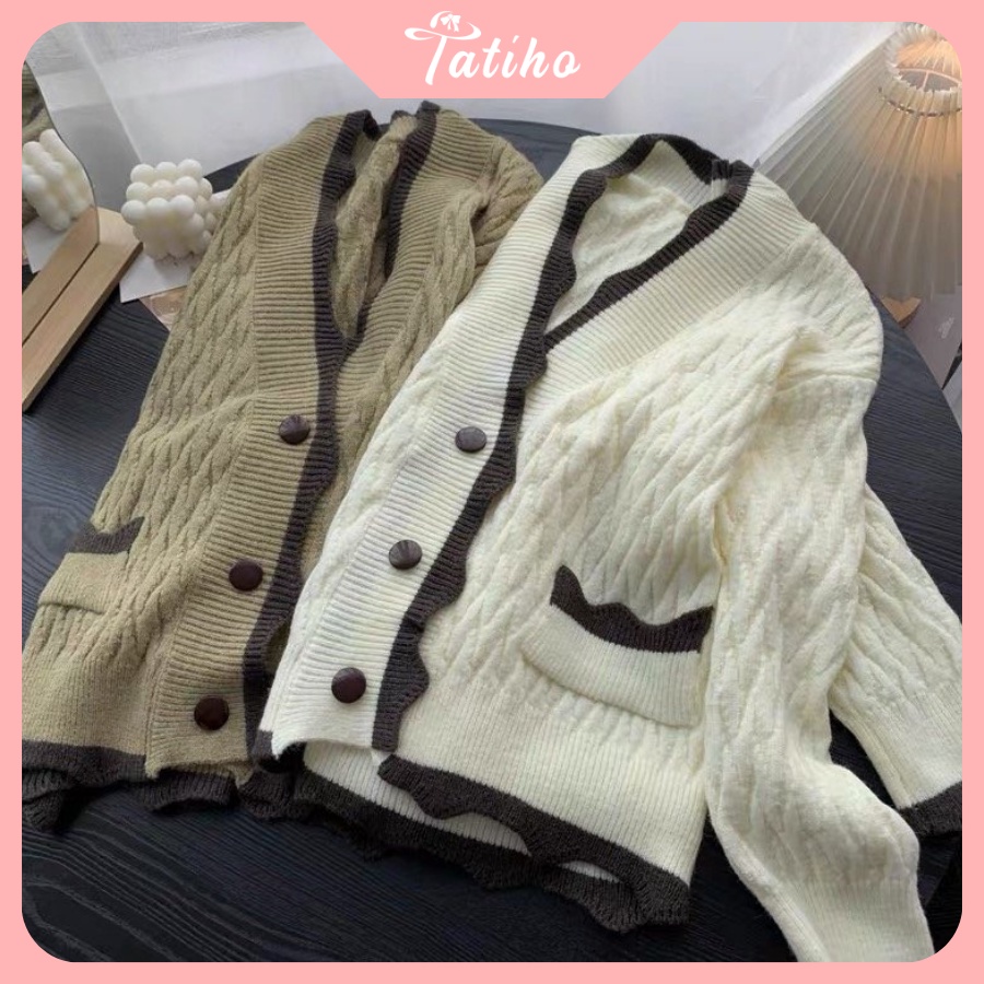 [Hàng Xịn, Giá Tốt]  Áo Khoác Trơn Vintage (Áo Cardigan)  Phong Cách Ulzzang Chất Len Dày Cổ Chữ V - Mã AK010