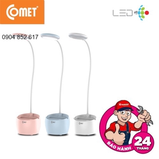 Đèn Bàn Sạc pin tích điện COMET chống cận LED có ngăn chứa dụng cụ, có khay để điện thoại phương ngang,  CT177