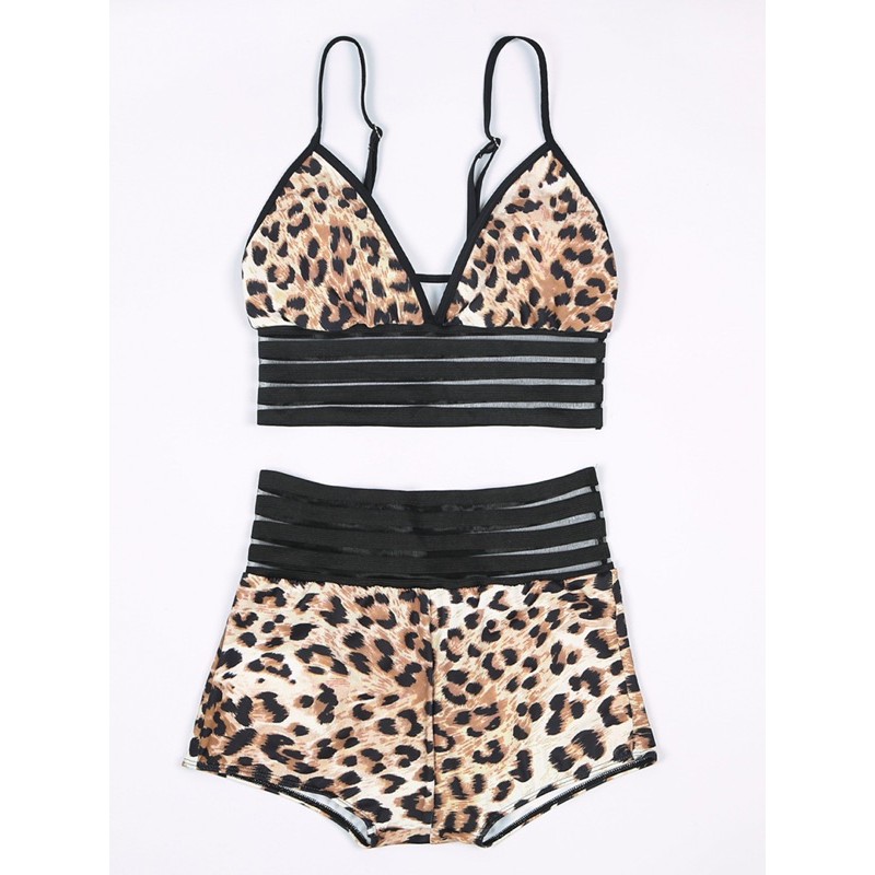 [BKN943] &lt;ÂU&gt; SET BIKINI BEO NÂU VIỀN ĐEN QUẦN ĐÙI (CẠP CAO)