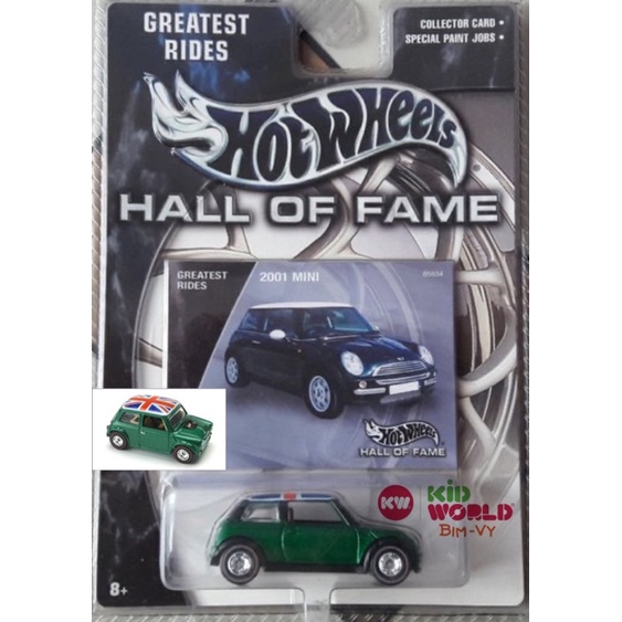 Xe mô hình Hot Wheels Hall of Fame Series Greatest Rides 2001 Mini Cooper B5934, bánh cao su.