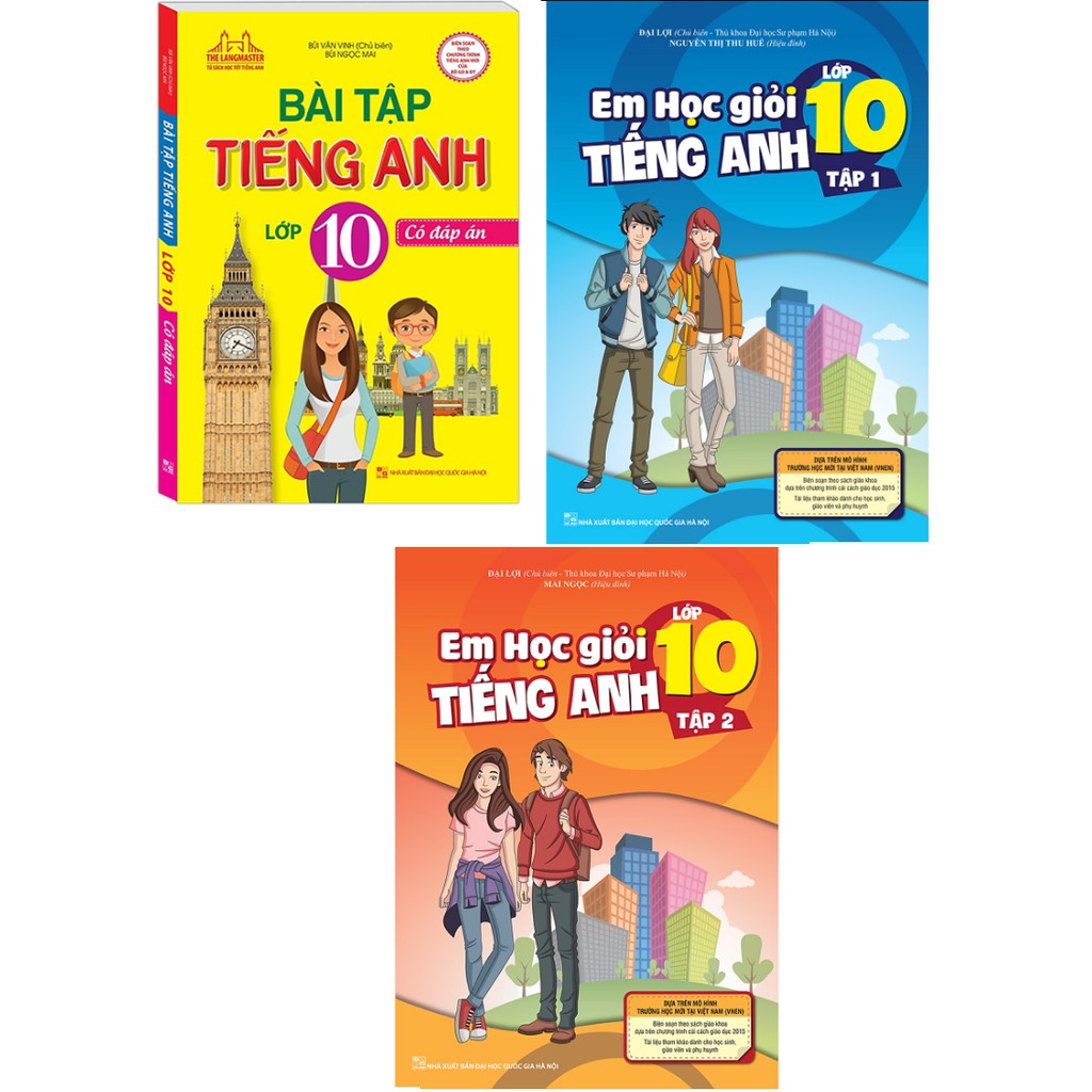 Sách - Combo Em Học Giỏi Tiếng Anh Lớp 10 - Tập 1 + tập 2 + Bài Tập Tiếng Anh Lớp 10 ( tặng sổ tay)