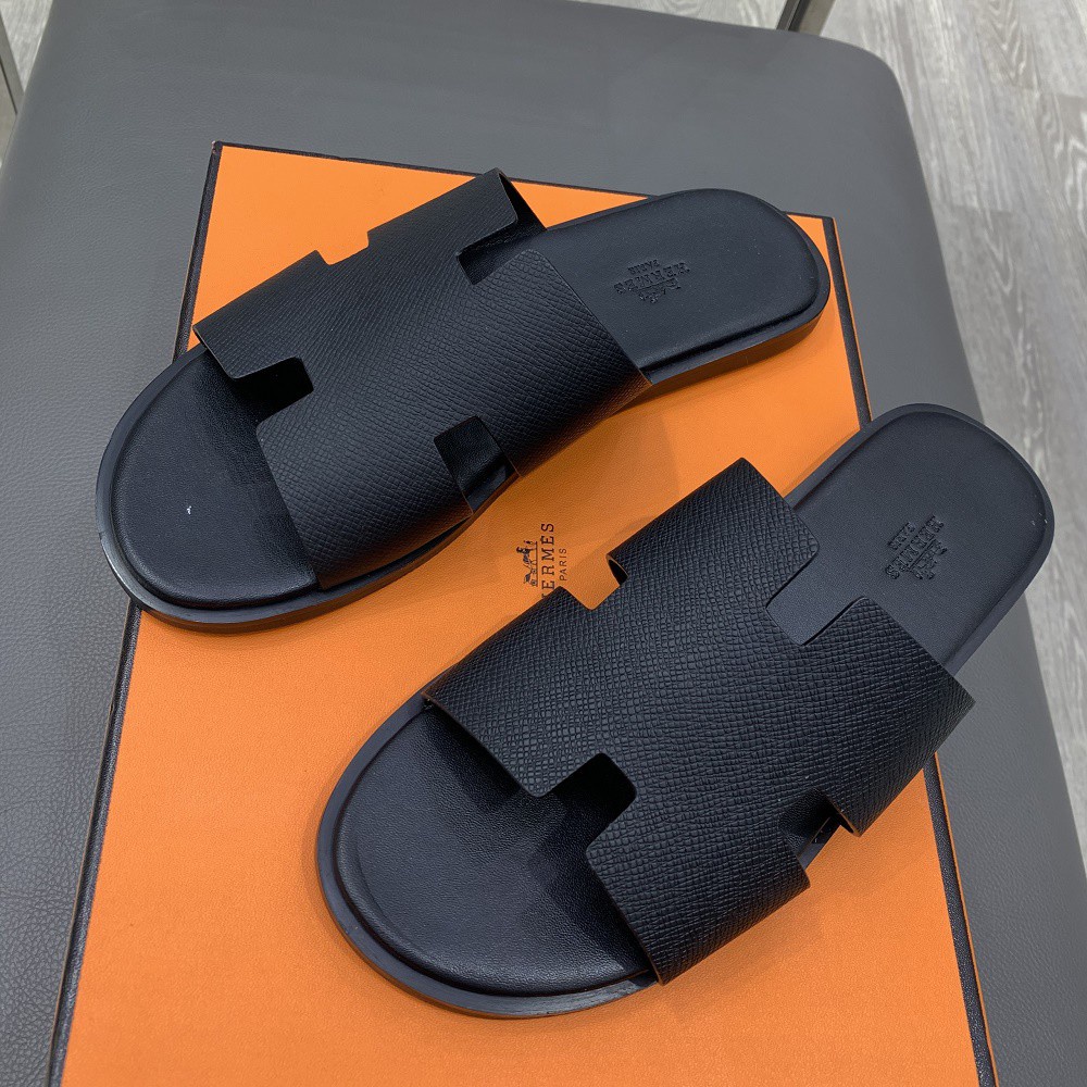 👟 HIGH FASHION👟 Dép quai ngang, dép lê HM đen nhám da thật fullbox MLN NV size 38-42