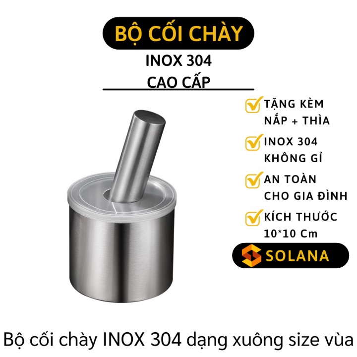 Bộ Cối Chày Inox 304 Không Gỉ Tặng Muỗng Và Nắp Chống Văng Khi Sử Dụng Hàng Cao Cấp Nhiều Size 9354