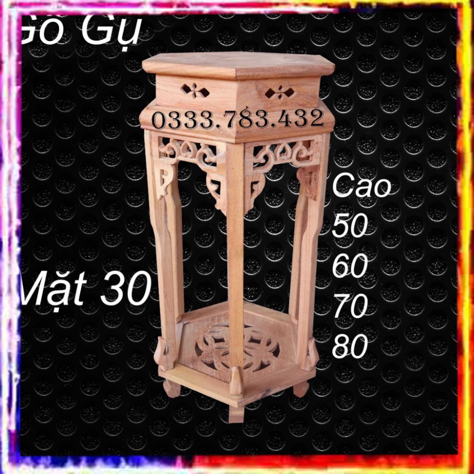 ĐÔN CHIỆN PHÒNG KHÁCH LỤC GIÁC GỖ GỤ MẶT 30CM