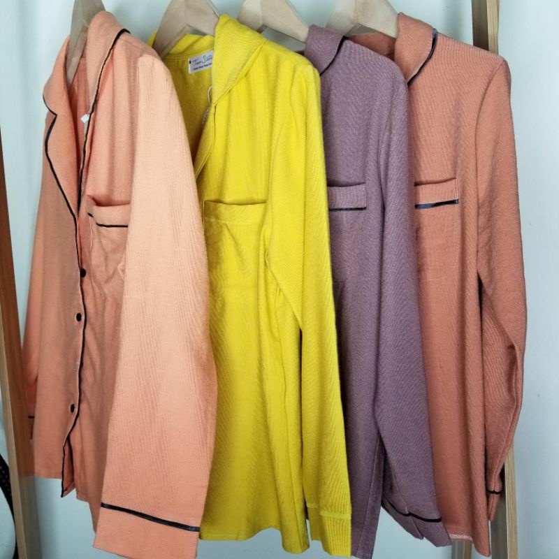 bộ đồ ngủ nữ pijama cao cấp vải nhung tăm hàng thiết kế tay dài cực kì mềm mại cổ chữ V  không gây kích ứng da | BigBuy360 - bigbuy360.vn