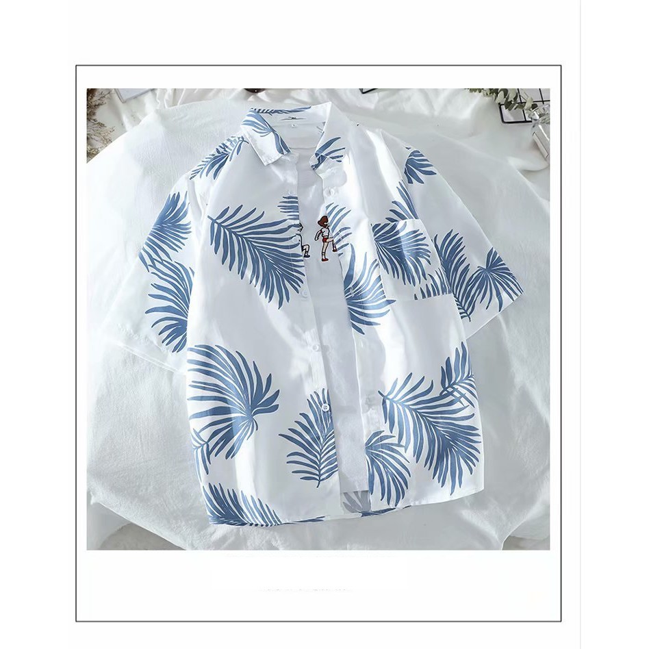 Áo sơ mi nam ngắn tay họa tiết lá cọ, thích hợp du lịch đi biển, hàng nhập Quảng Châu | BigBuy360 - bigbuy360.vn