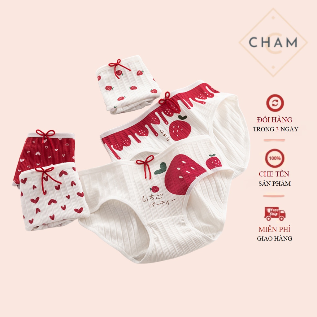 Quuafn lót nữ cotton kháng khuẩn cao cấp Cham quần chip nữ Quả dâu đỏ
