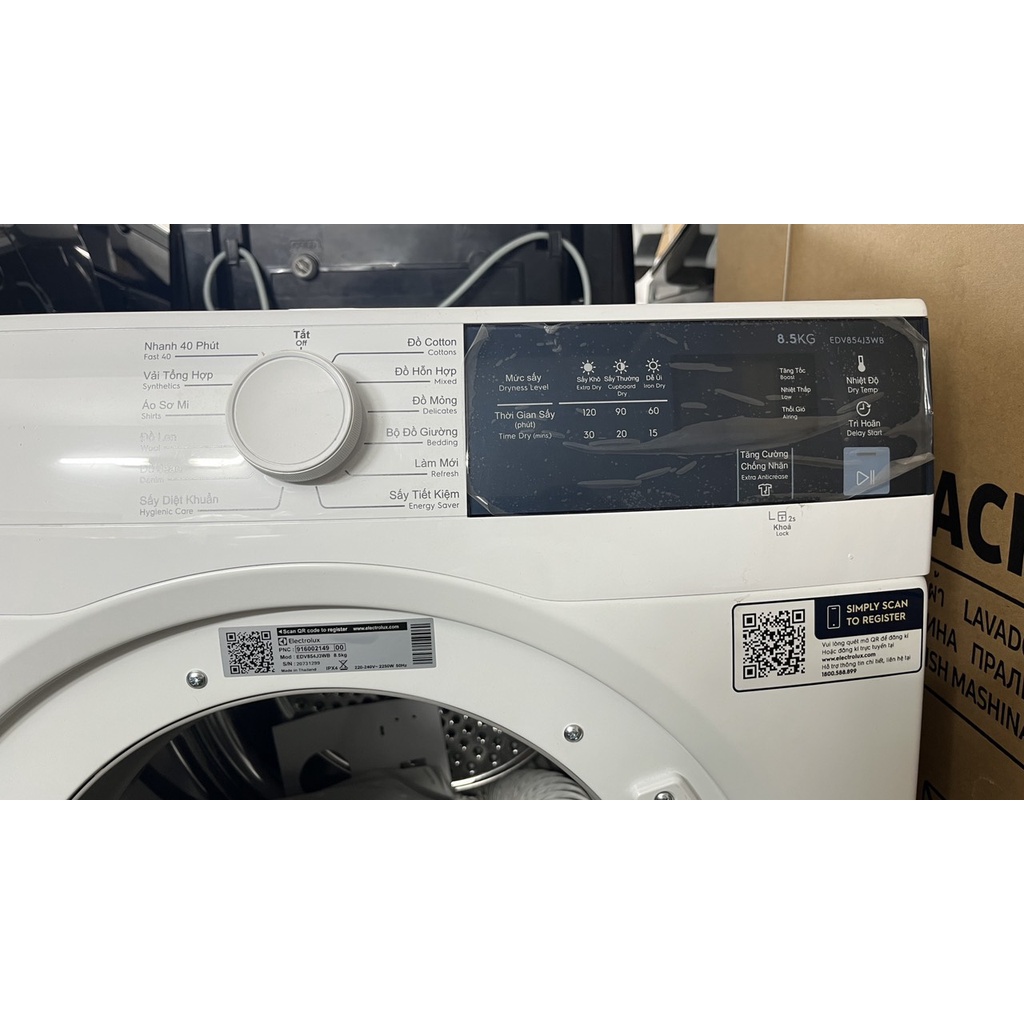 Máy sấy thông hơi Electrolux 8.5 kg EDV854J3WB 2022 - Điện Máy Kho Rẻ