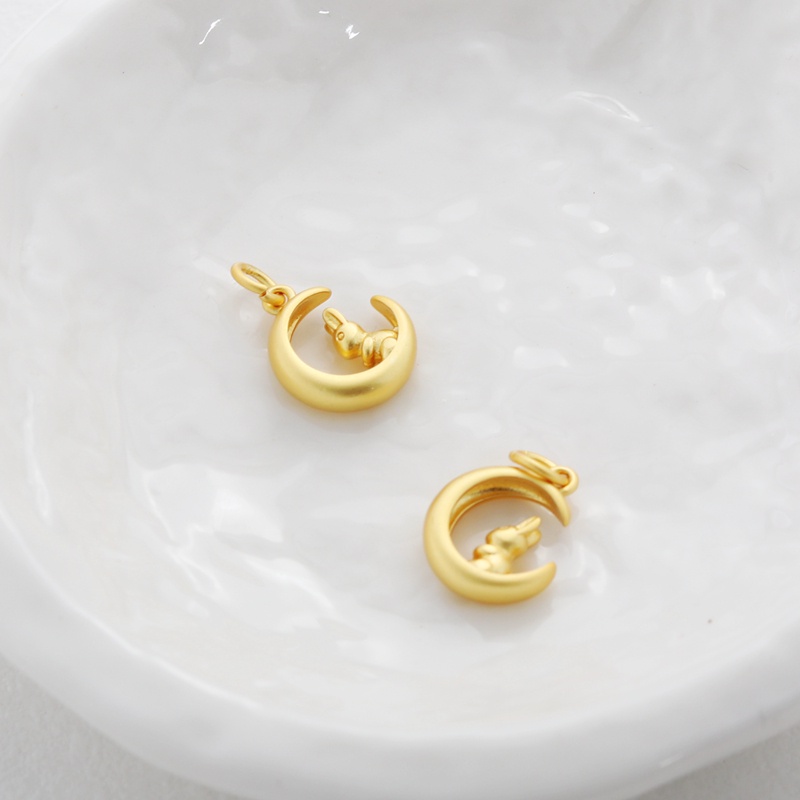 Mặt Dây Chuyền Bằng Đồng Mạ Vàng 18k Hình Thỏ Mặt Trăng Hươu Hươu Mặt Trăng 15mm Tự Làm Trang Sức