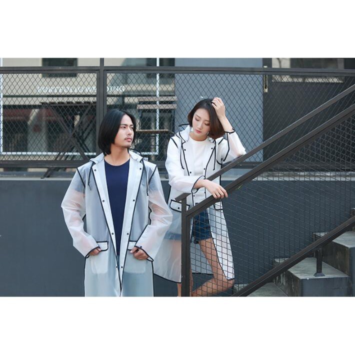 Áo mưa dạng khoác thiết kế trong suốt có nón phối túi tiện dụng cho nam nữ | BigBuy360 - bigbuy360.vn